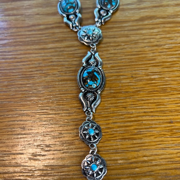 New Western Turquoise Bohemian Southwestern Cowgirl Turquoise Long Necklace - Picture 5 of 10